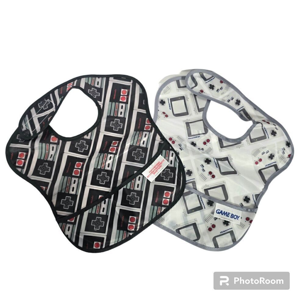 Nintendo Bumkins Baby Superbib ‎ NES Gameboy Waterproof Bibs Pack Of 2 Gamer